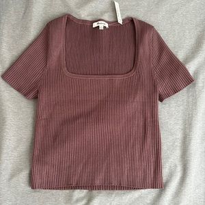 Madewell Square-Neck Crop Sweater Tee / SMALL / FIG new with tag